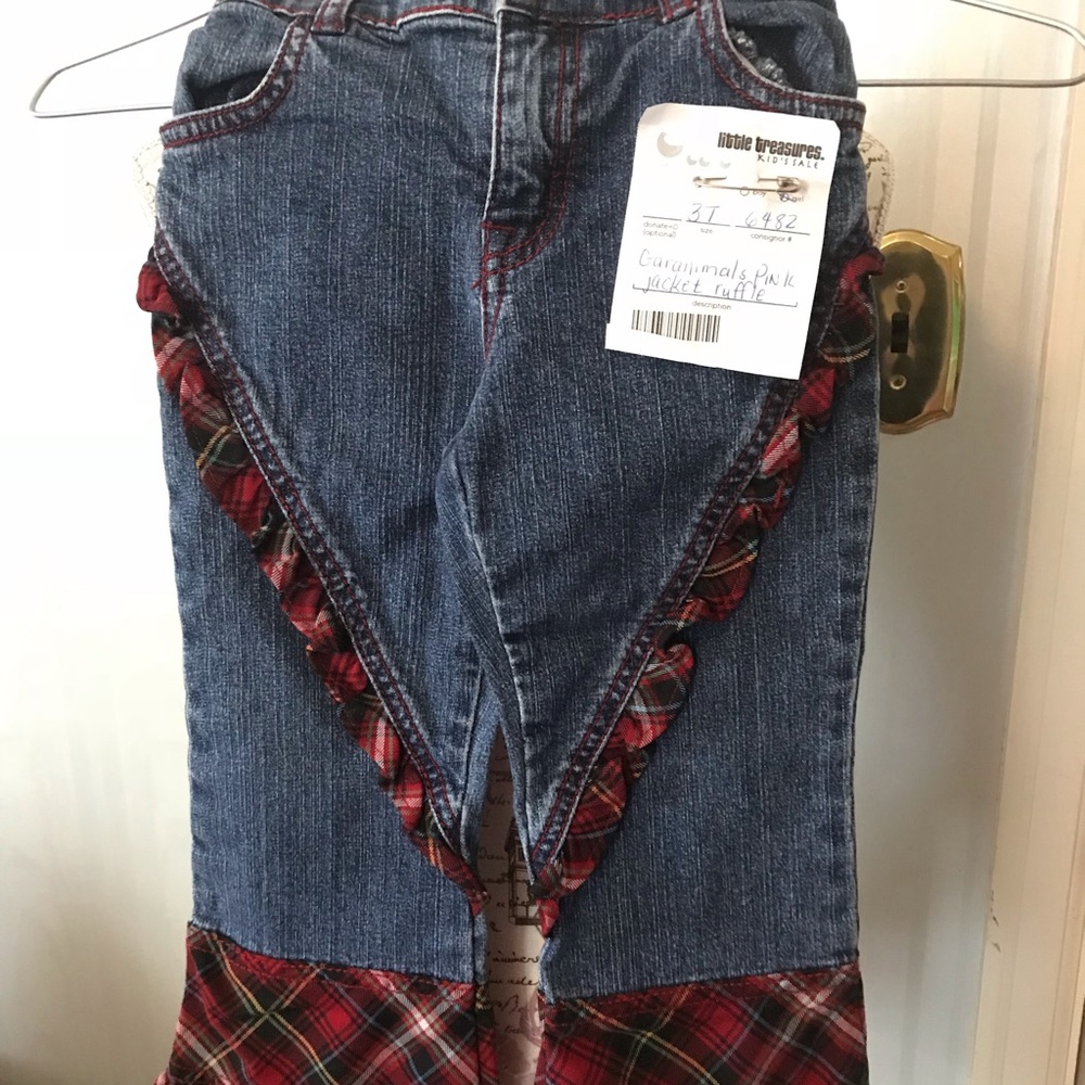 Garanimal Plaid and Denim Ruffle Pants 3T